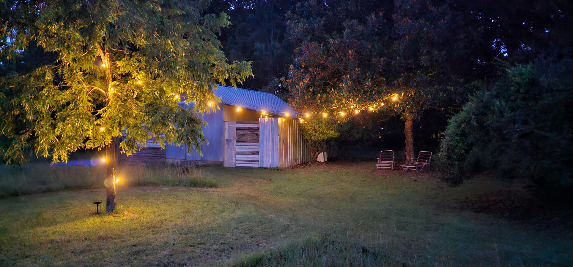 Work in Progress - Corrugated Metal Barn with Cafe Lights